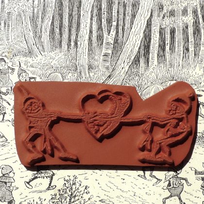 Valentine rubber stamp / Brownies capturing hearts / Heart rubber stamp (140516) - Image 2