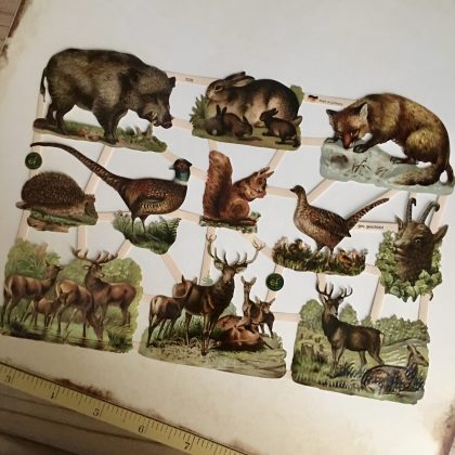 German vintage paper scraps forest animals MAKIstamps
