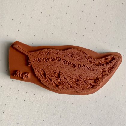 Rubber art stamp caterpillar on leaf (200302) - Image 3