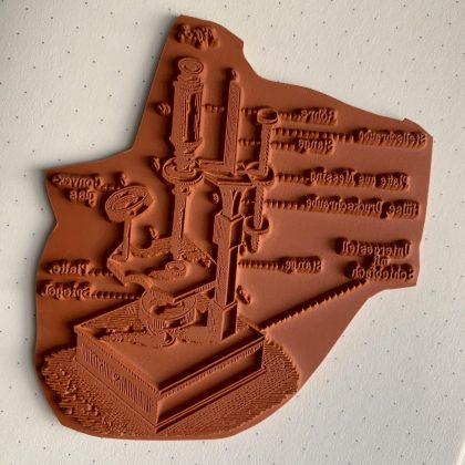 Rubber art stamp vintage microscope (200306) - Image 2