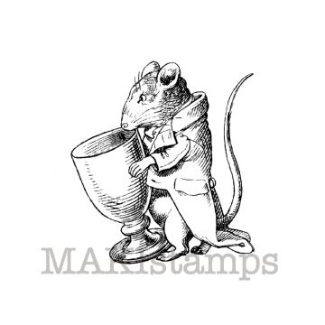 Maus mit Becher / unmontiertes Stempelgummi / Mäuse Stempel  (140107)