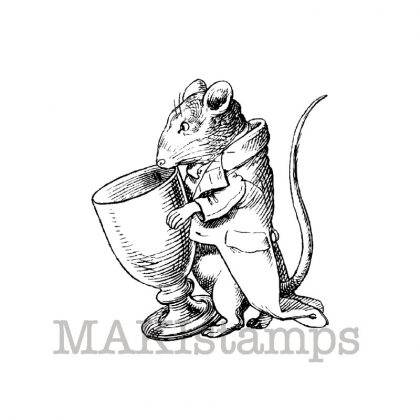 Maus mit Becher / unmontiertes Stempelgummi / Mäuse Stempel  (140107)