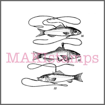 fishing rubber stamp fish fishes