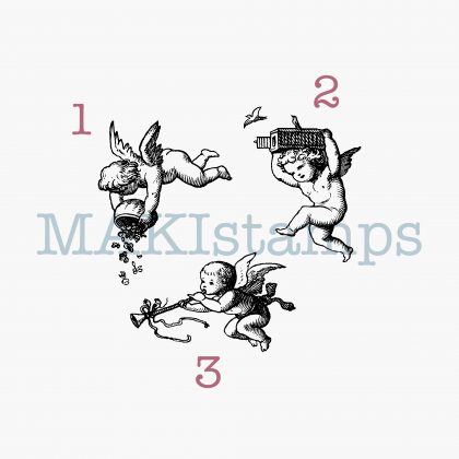 Stempel Set drei festliche kleine Putten - unmontiert oder EZ-montiert (200407)