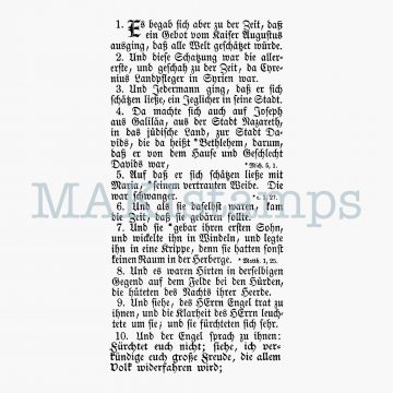 Seasonal text rubber stamp gospel of Luke - unmounted or EZ-mounted (200409)