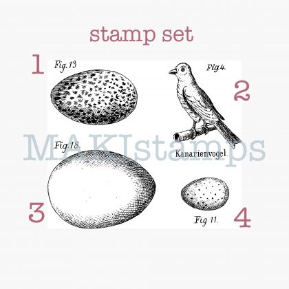 rubber stamp set eggs and bird MAKIstamps rubber art stamps