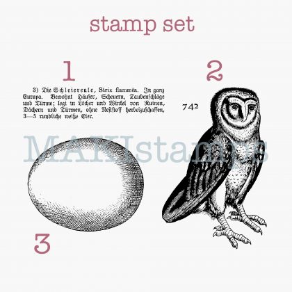 rubber stamp set owl and egg MAKIstamps
