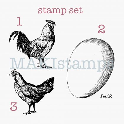 egg rubber stamp hen and rooster MAKIstamps