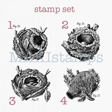 rubber stamp set birds nests MAKIstamps
