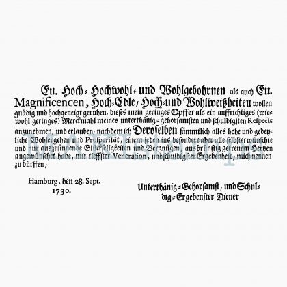 Textstempel barocke Buchwidmung von 1730 (kleinere Version) - Stempelgummi unmontiert oder auf Haftschaum (210402)