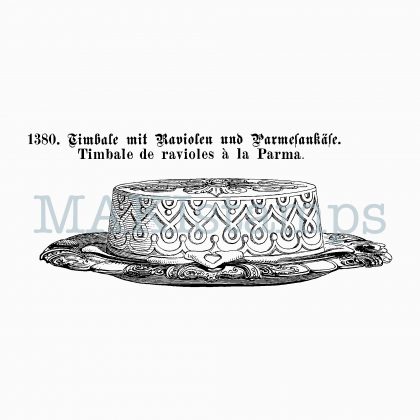 Foodie Stempel Timbale mit Raviolen - unmontiertes Stempelgummi oder auf Haftschaum (210406)