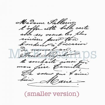 Rubber stamp french handwriting (smaller version)- unmounted rubber or cling stamp option (210411)