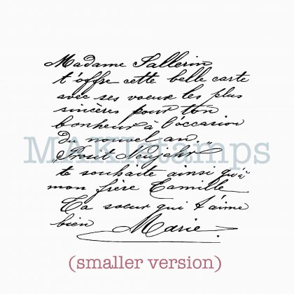 Rubber stamp french handwriting (smaller version)- unmounted rubber or cling stamp option (210411)