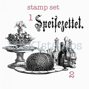 Stempel Set festliche Tafel und Speisezettel - unmontiertes Stempelgummi oder auf Haftschaum (210412)