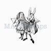 Rubber art stamp Alice in Wonderland messenger hare - unmounted rubber or cling stamp option (210504)