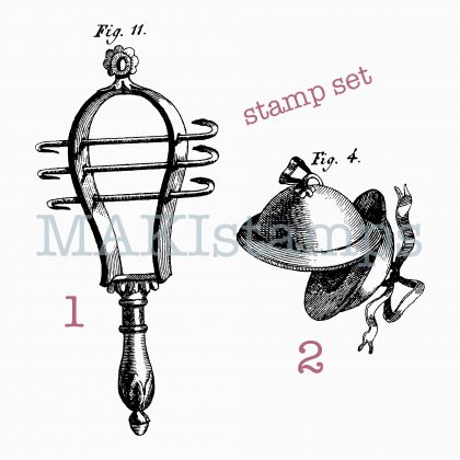 rubber stamp medieval musical instrument