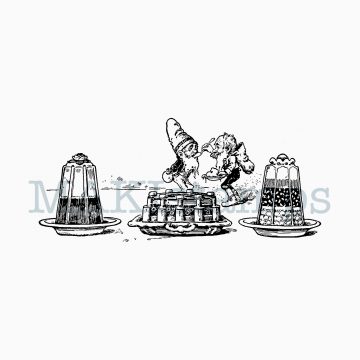 rubber stamp gnome with pudding MAKIstamps kitchen gnomes series