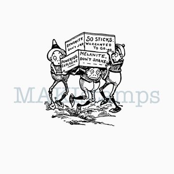 rubber stamp Brownies stumbling with dynamite crate