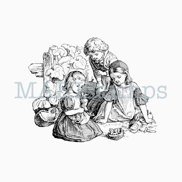 rubber stamp children with birds nest MAKIstamps rubber art stamps