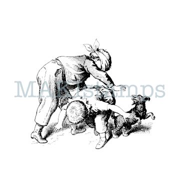 nostalgia rubber stamp series children playing MAKIstamps rubber art stamps