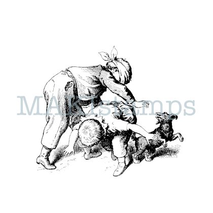 nostalgia rubber stamp series children playing MAKIstamps rubber art stamps