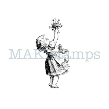 nostalgic rubber stamp little girl with flowers MAKIstamps rubber art stamps