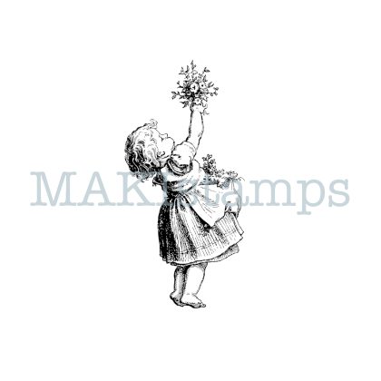nostalgic rubber stamp little girl with flowers MAKIstamps rubber art stamps