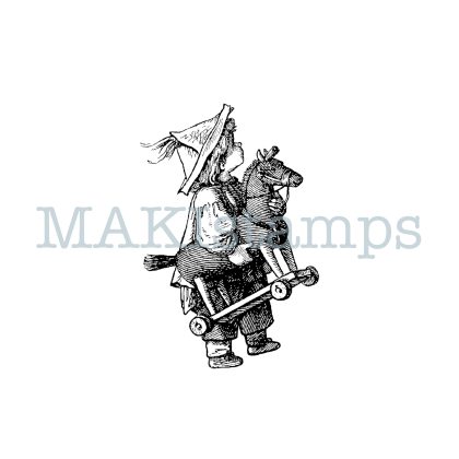 rubber stamp boy with wooden horse MAKIstamps nostalgia series