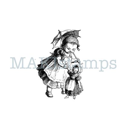 rubber stamp little girl MAKIstamps nostalgia series