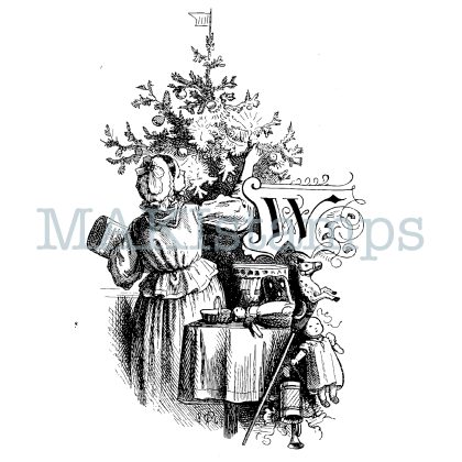 Rubber stamp Christmas tree nostalgia series - unmounted rubber stamp or cling stamp option (250115) - Image 4