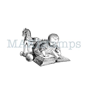 rubber stamp toddler with book nostalgia series MAKIstamps
