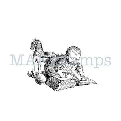 rubber stamp toddler with book nostalgia series MAKIstamps