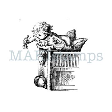 rubber stamp baby in crib nostalgia series MAKIstamps