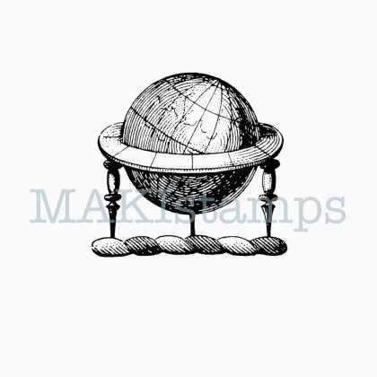 travelling rubber stamp medieval globe MAKIstamps