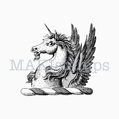 rubber stamp Mythical creature pegasus unicorn MAKIstamps medieval heraldry stamps