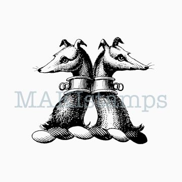rubber stamp dogs medieval heraldry stamps MAKIstamps