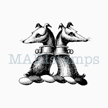 rubber stamp dogs medieval heraldry stamps MAKIstamps