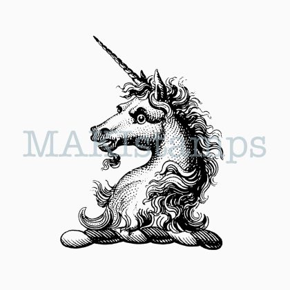 Unicorn rubber stamp medieval heraldry stamps MAKIstamps