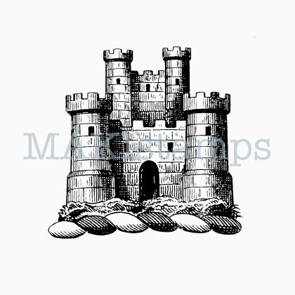 rubber stamp medieval castle heraldry stamp