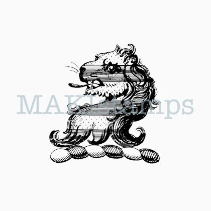 rubber stamp medieval lion heraldry