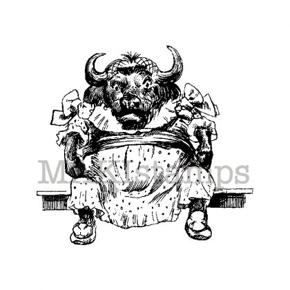 Animal stamp / Pretty buffalo girl rubber stamp (130902)