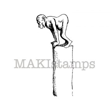 Motivstempel Affe auf Pfahl - unmontiertes Stempelgummi (131015)