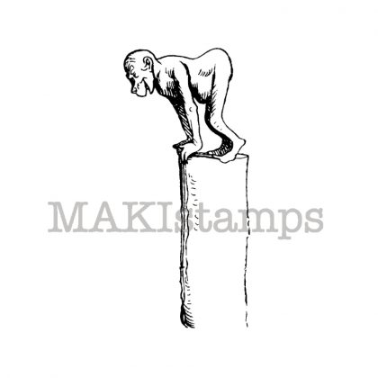 Motivstempel Affe auf Pfahl - unmontiertes Stempelgummi (131015)