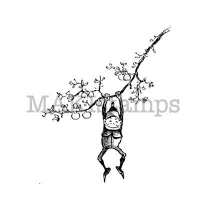 Browniestempel " Brownie im Apfelbaum " - unmontiertes Stempelgummi oder auf Haftschaum (131108)