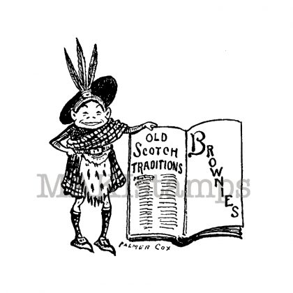 Schottischer Brownie mit Buch - unmontiertes Stempelgummi oder auf Haftschaum (131109)