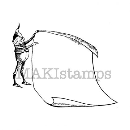 Lustiger Motivstempel / Etiketten Stempel Brownie mit Schriftrolle Pergament (140606)