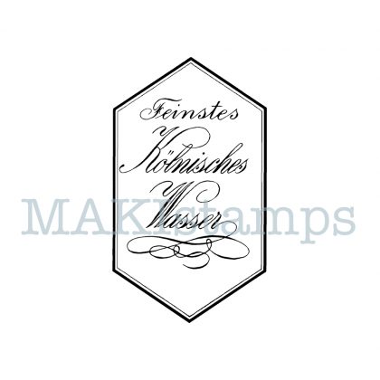 German apothecary label rubber stamp Eau de Cologne (180402)