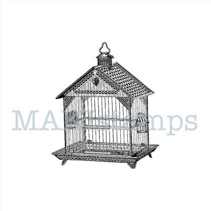 rubber stamp bird cage