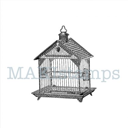 rubber stamp bird cage