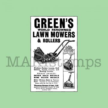 Advertisement rubber stamp lawn mowers